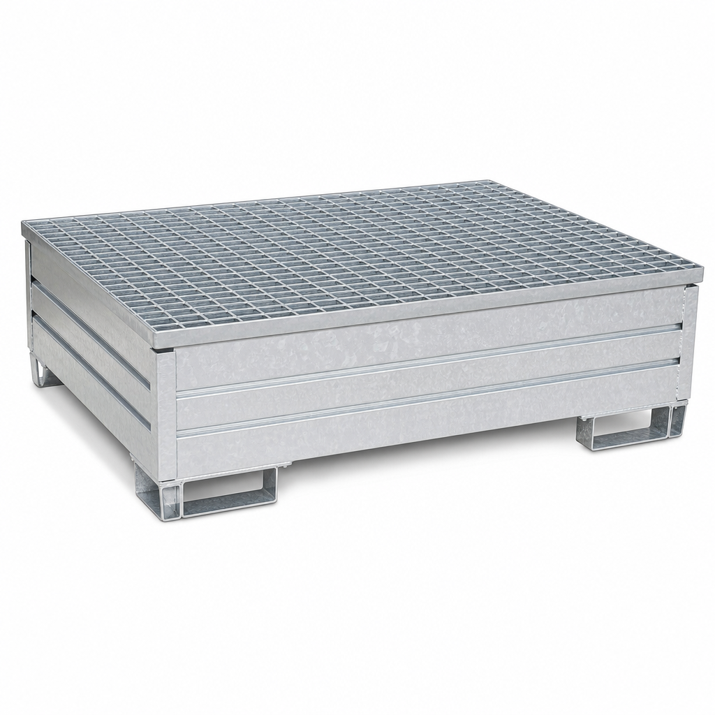 Galvanised Steel Nestable Spill Pallet for 1–4 Drums