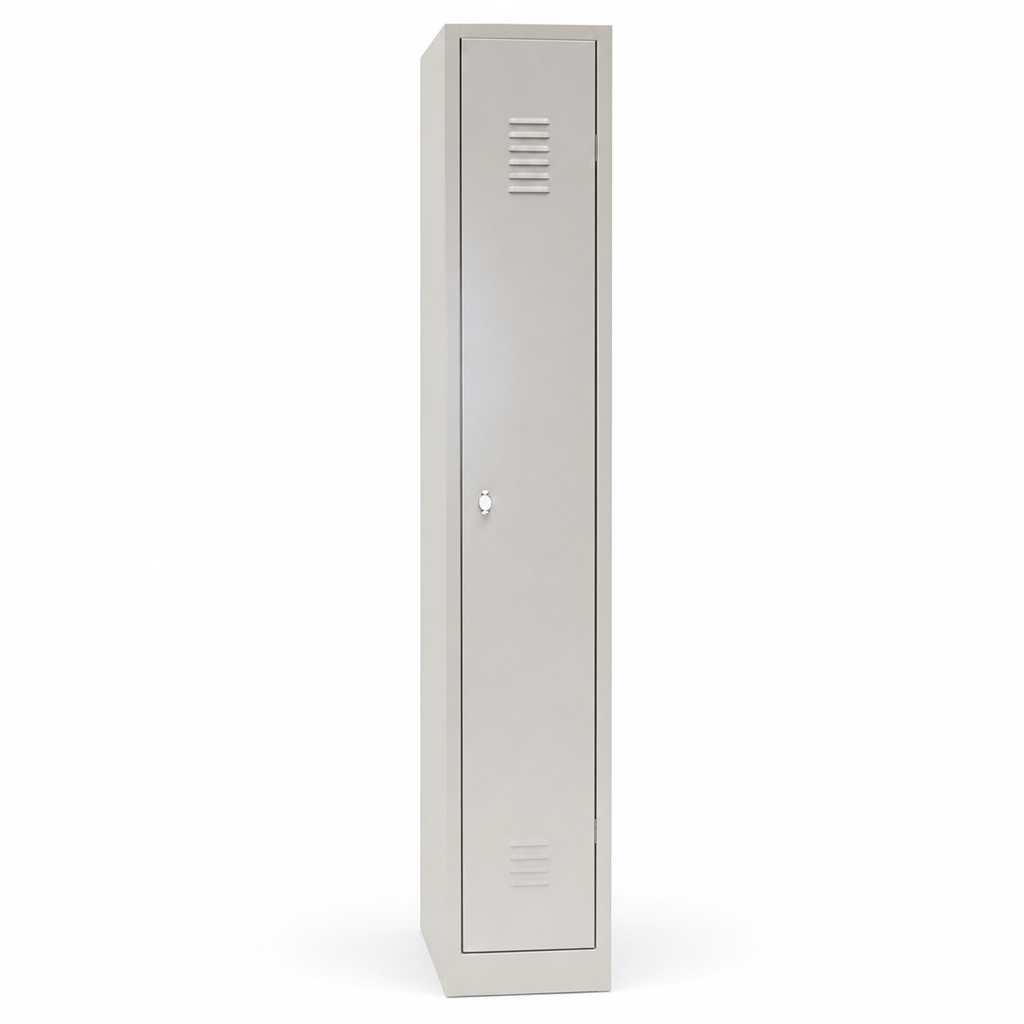 Grey Steel Storage Locker on Plinth with Hasp Lock