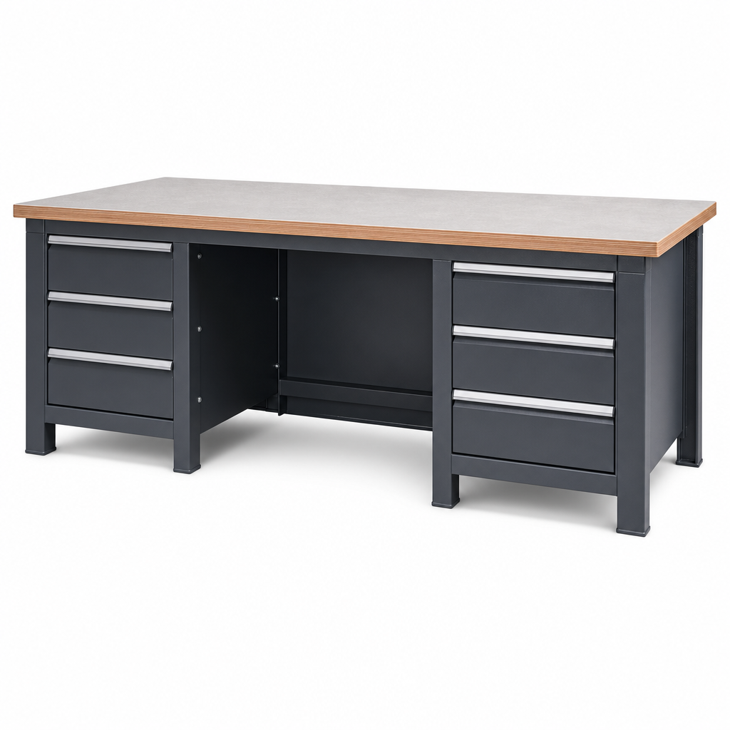 Heavy Duty 6-Drawer Lino-Topped Workbench 840x2000x900mm