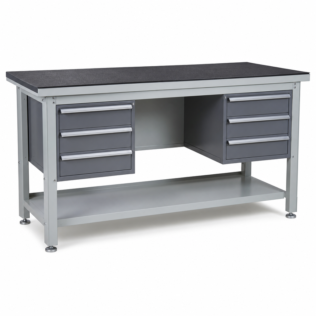Heavy Duty Industrial Lino Topped Workstand with Drawers