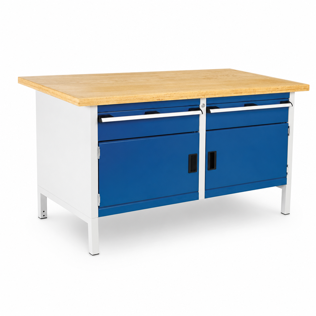 Heavy Duty Industrial Workbench with Wood Top 840x1500x750mm