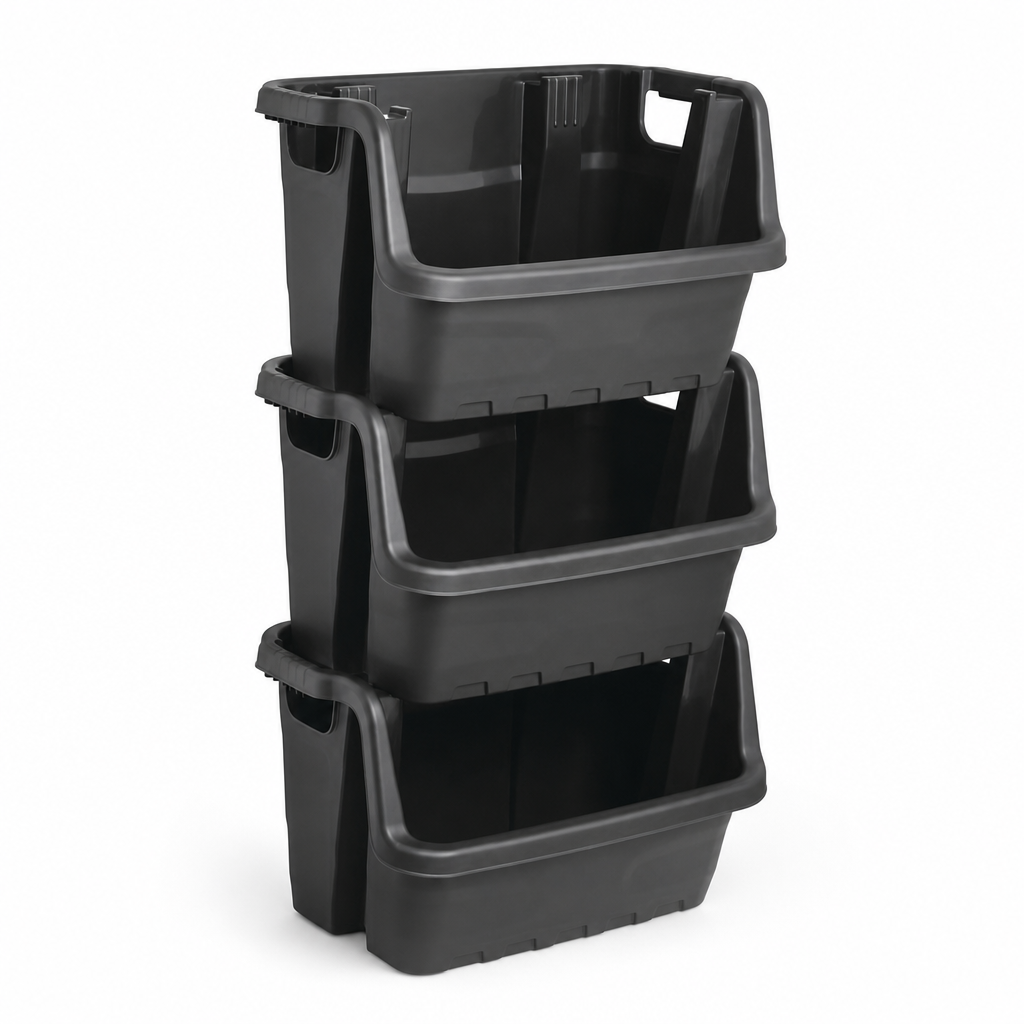 Heavy Duty Open Front Stacking Crates Pack of 4