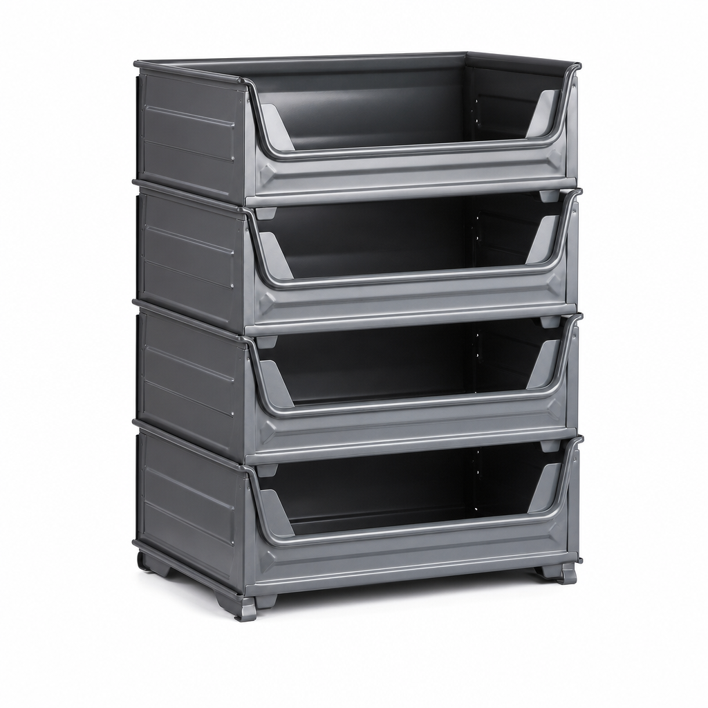 Heavy Duty Open Front Stacking Crates Pack of 4