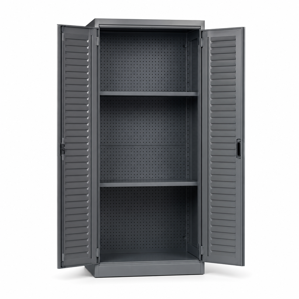 Heavy Duty Steel Cupboard with Louvre and Perforated Lining