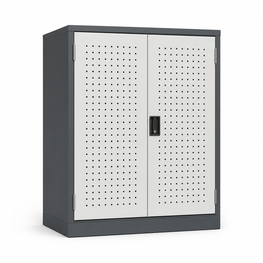 Heavy Duty Steel Cupboard with Perforated Storage Doors 1000x1300x650mm