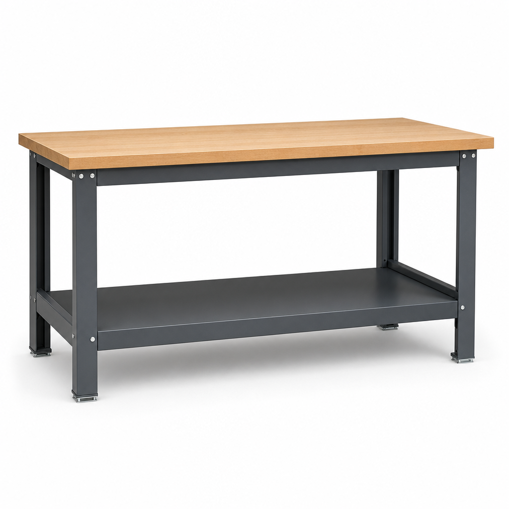 Heavy Duty Steel Workbench with Full Lower Shelf