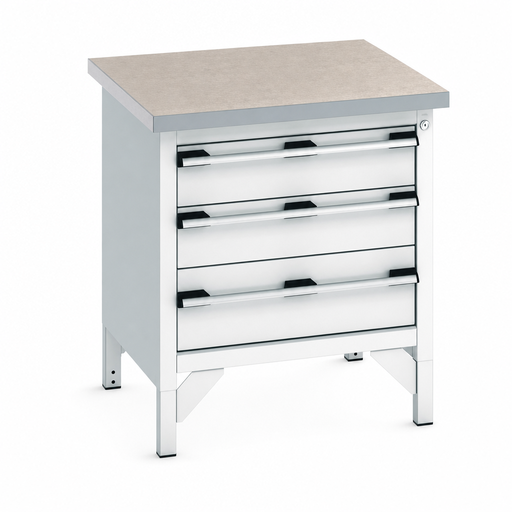Heavy Duty Workbench with 3 Drawers and Lino Top 840x750x750mm