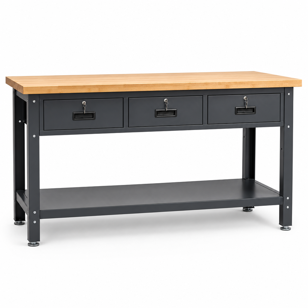 Heavy Duty Workbench with 3 Lockable Drawers