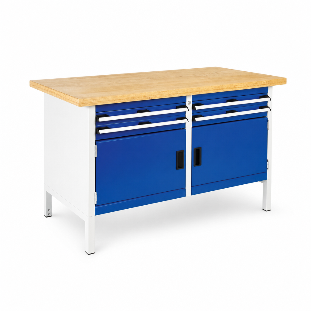Heavy Duty Workbench with 4 Drawers and 2 Cupboards
