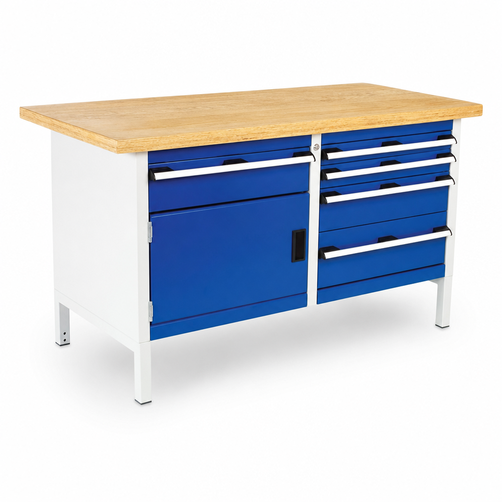 Heavy Duty Workbench with 5 Drawers and 1 Cupboard