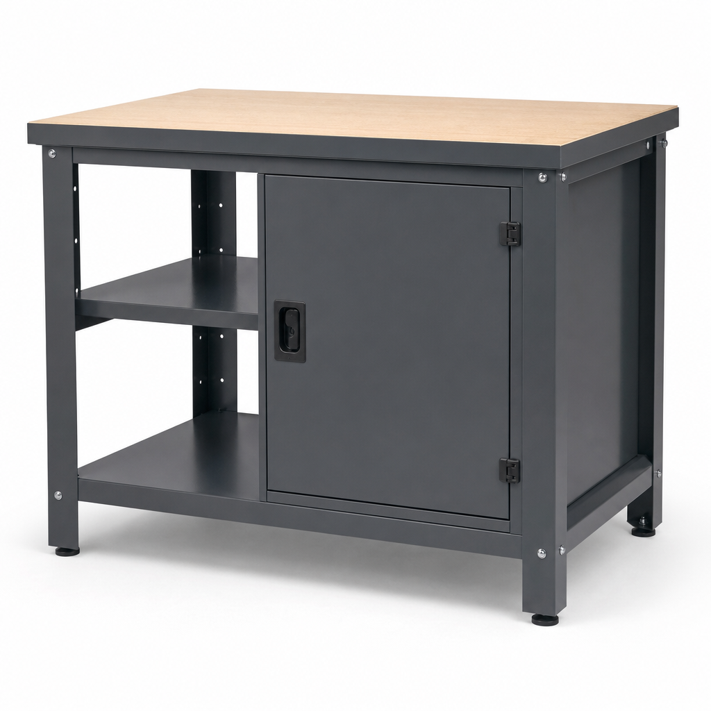 Heavy Duty Workbench with Cupboard and Lino Top 840 x 750 x 750mm