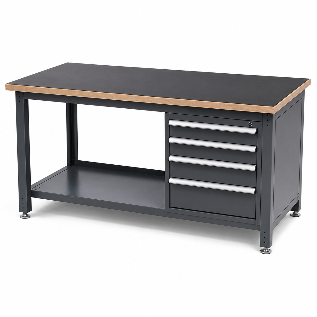 Heavy Duty Workbench with Lino Worktop and Drawer Storage