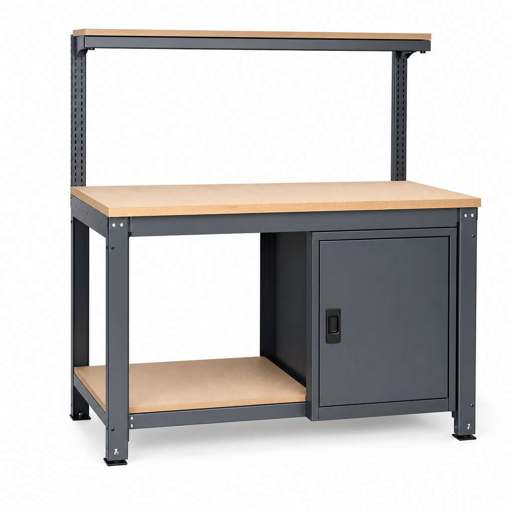 Heavy Duty Workbench with MPX Top, Shelf and Cabinet 840x1500x750mm