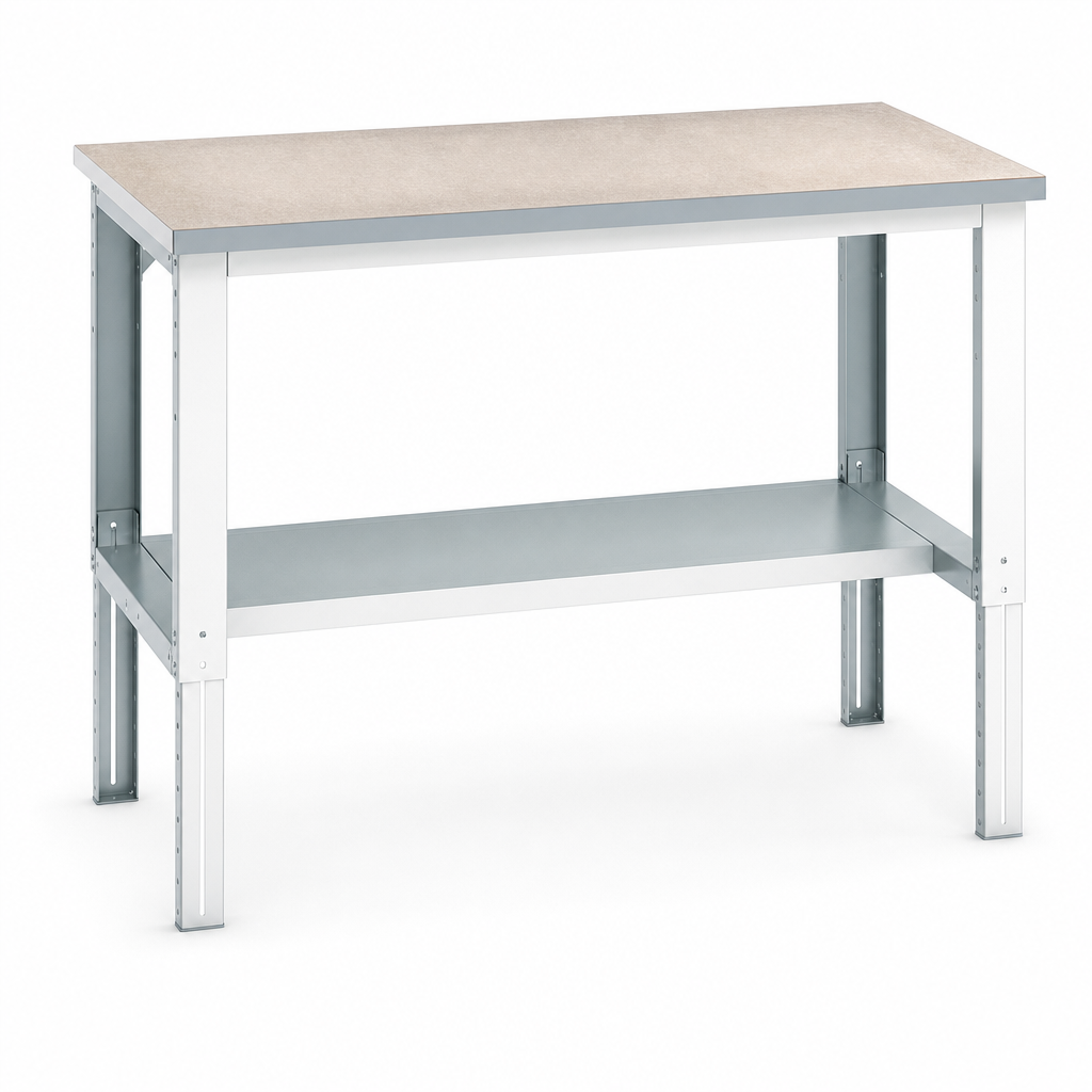 Height Adjustable Lino Top Workbench with Shelf