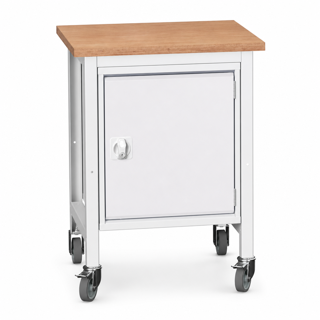 Height Adjustable Mobile Workbench with Storage Options
