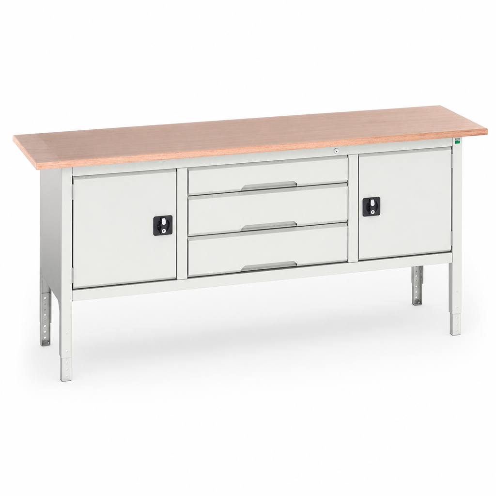 Height Adjustable Workbench with Drawers and Cabinets