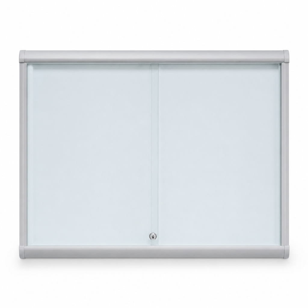 Indoor Lockable Notice Board with Sliding Glass Doors