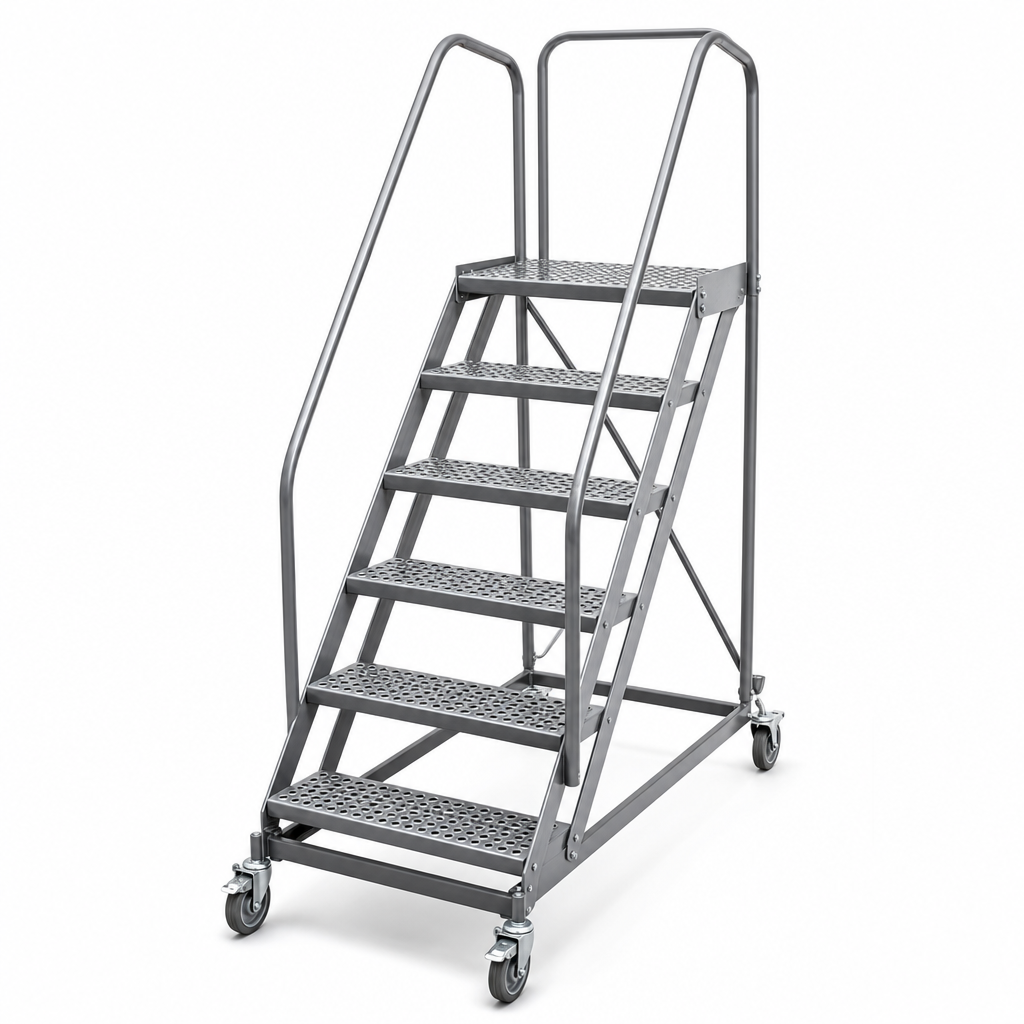 Industrial Mobile Step Ladders with Punched Metal Treads