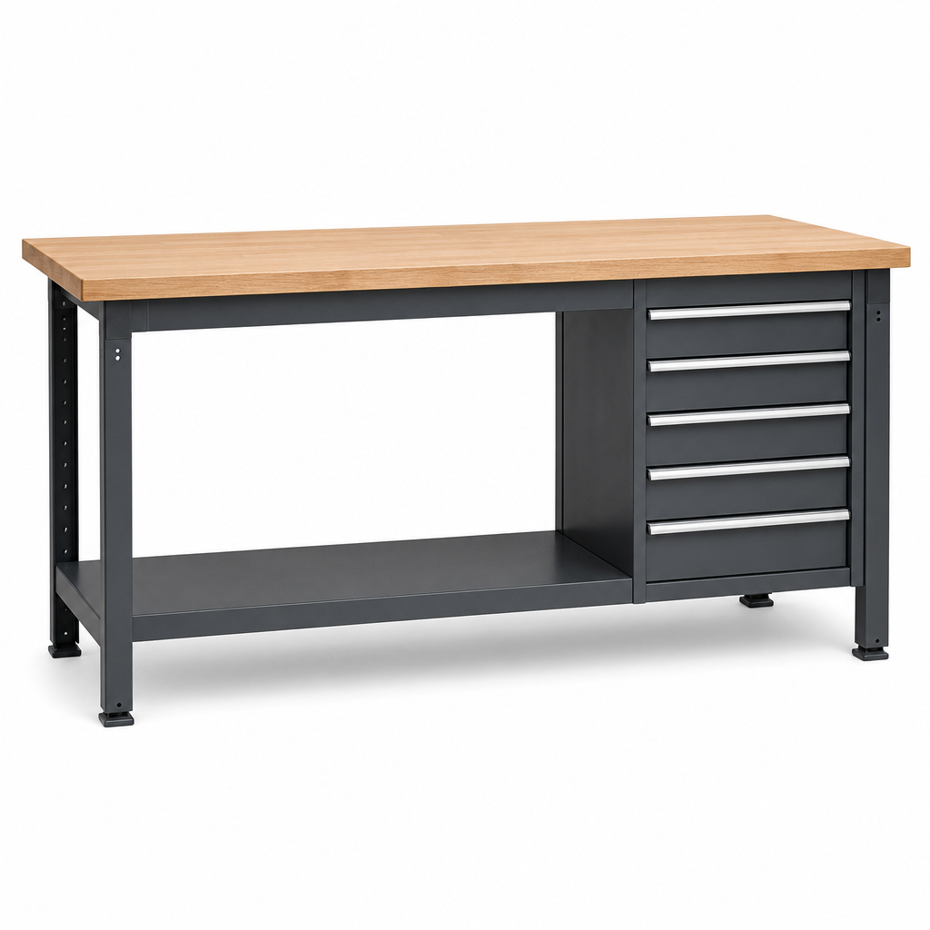 Industrial Workbench with 5 Drawers 930x2000x600mm