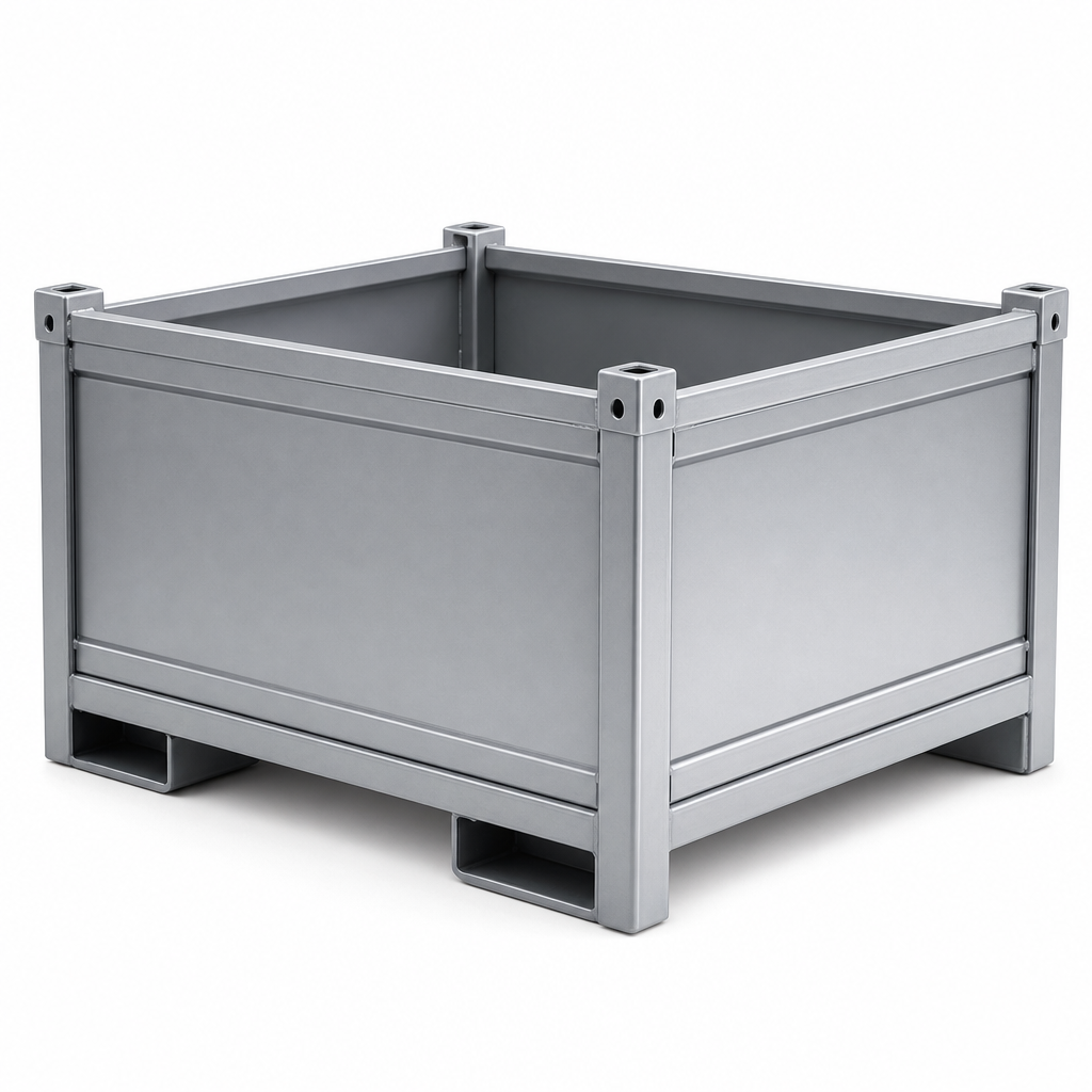 Junior Plastic Pallet Box with Solid Walls and 2 Skids