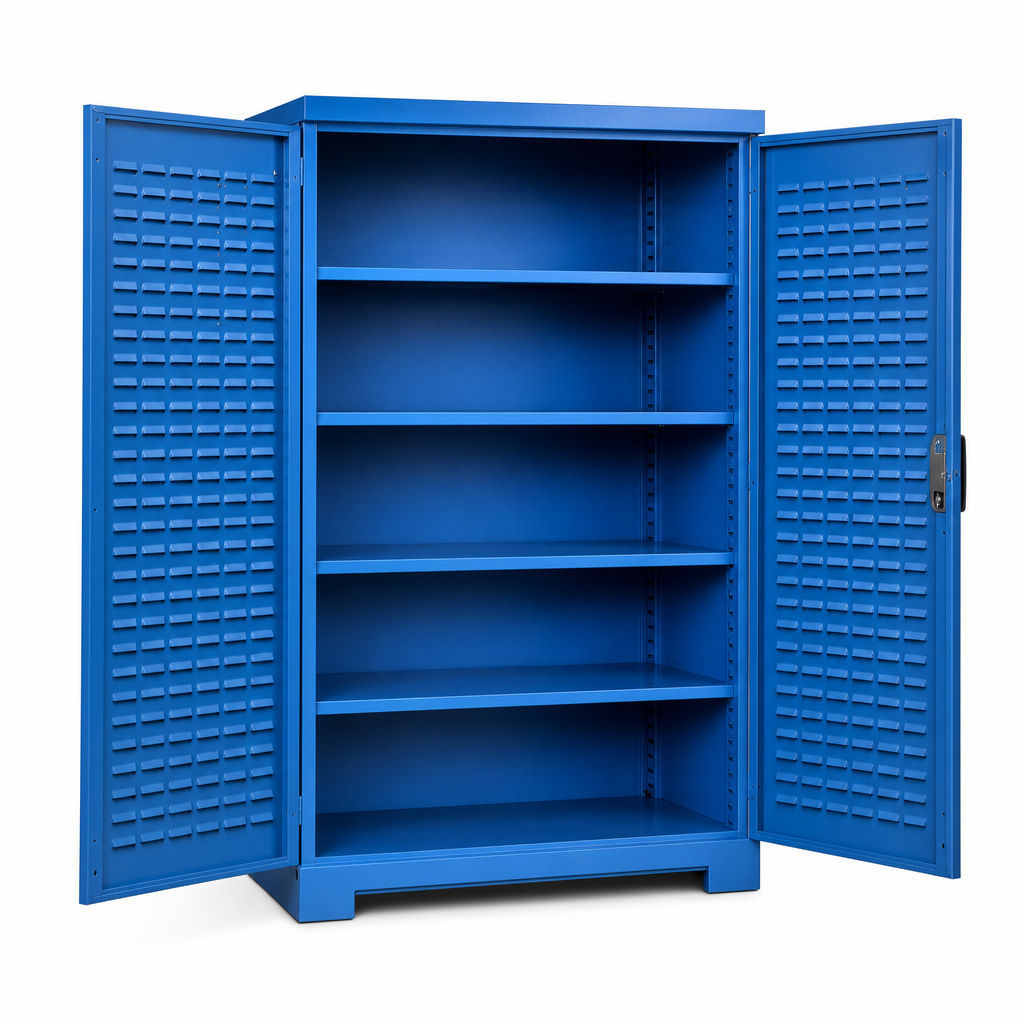 Large Blue Tool Cupboard with Louvre Panels