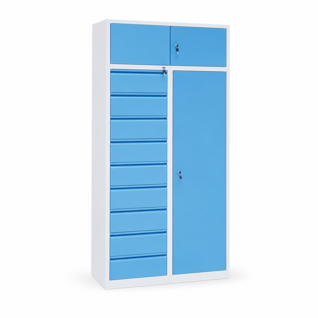 Large Steel Workshop Cupboard with Drawers 1950 x 940mm
