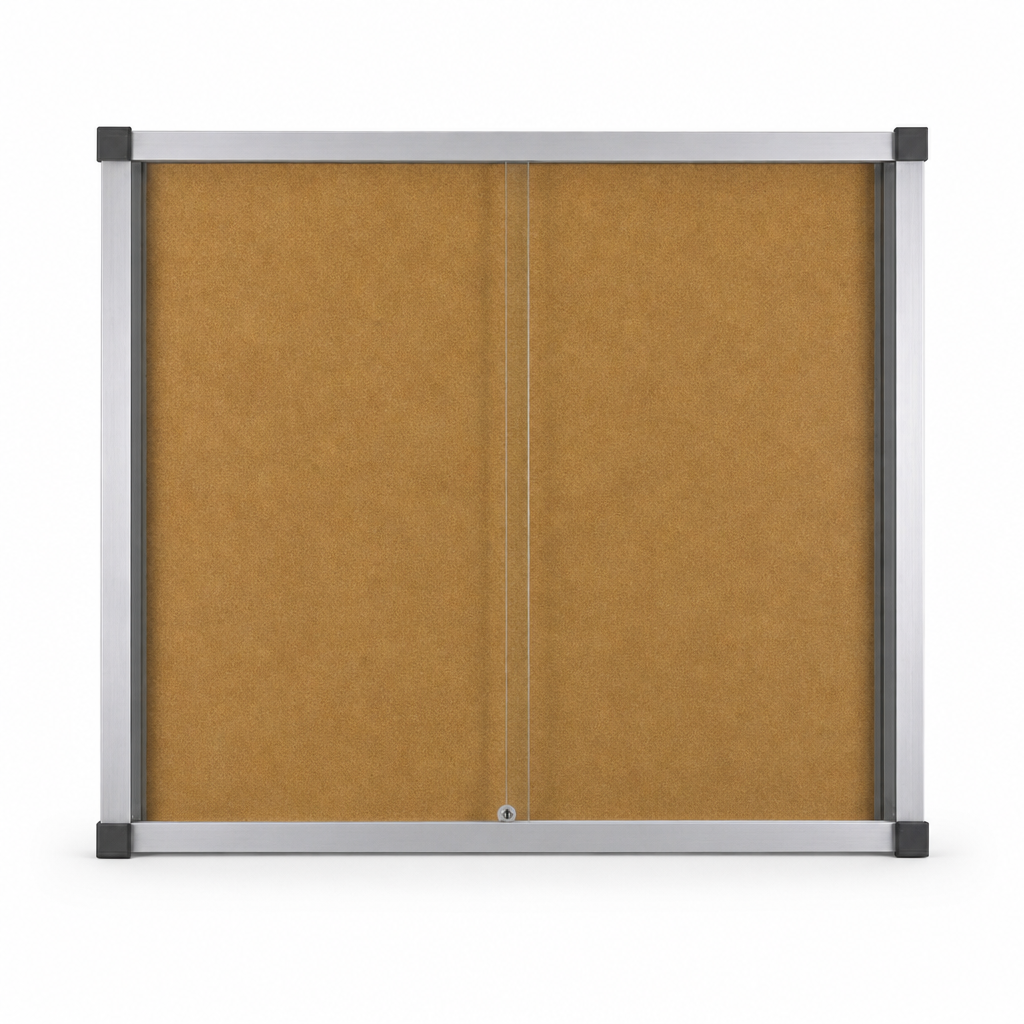 Lockable Cork Enclosed Bulletin Board with Safety Glass Door