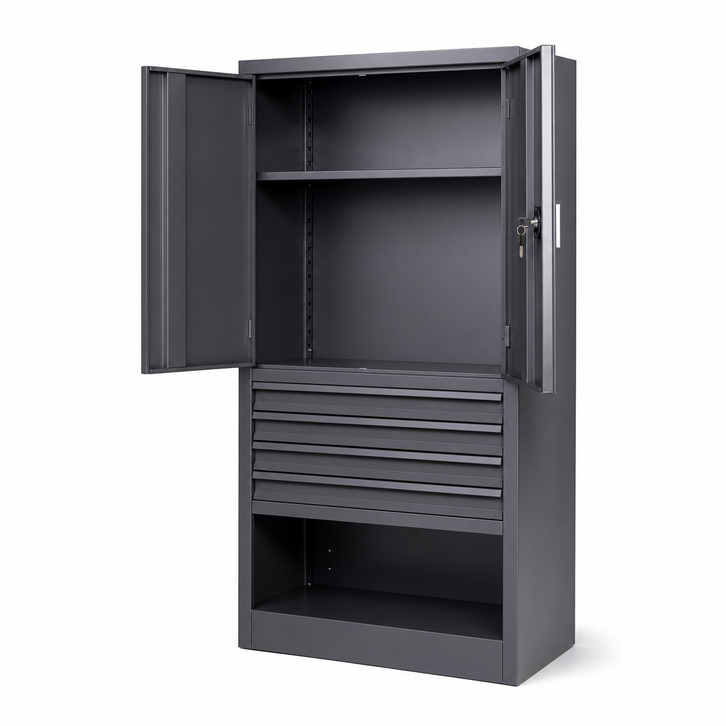Lockable Metal Tool Cabinet with Drawers and Shelf 900x525mm