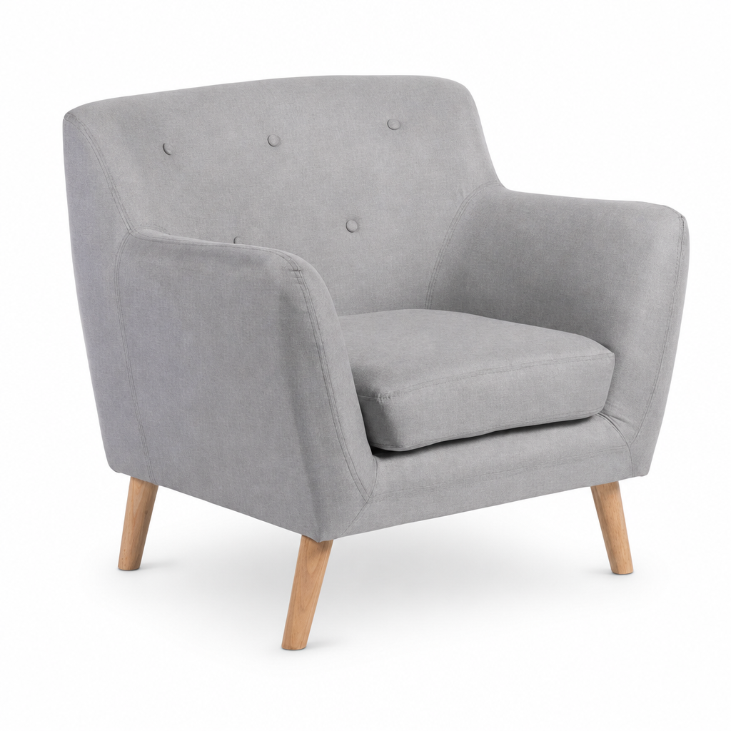 Low Back Fabric Armchair with Pad Legs