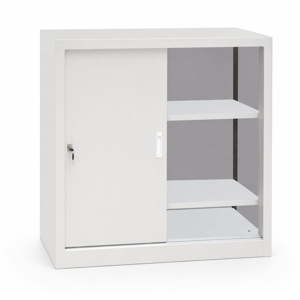 Low Office Cupboard with Sliding Doors 1m x 1m