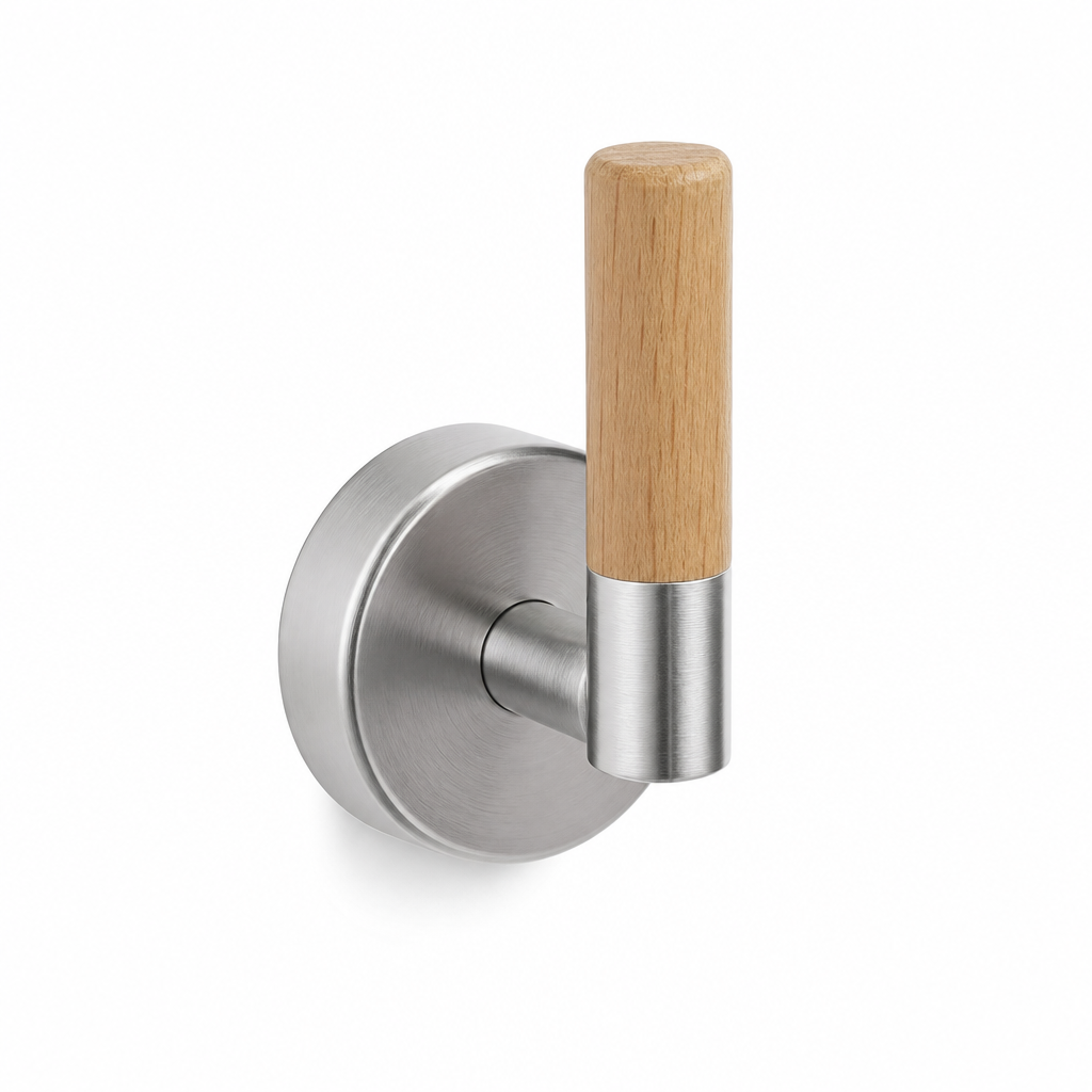 Magnetic Metal and Wood Coat Hook
