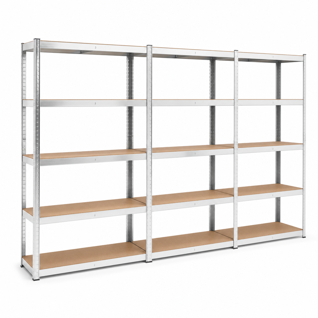Medium Duty Shelving Bays with Chipboard Shelves, 3 Bay Set