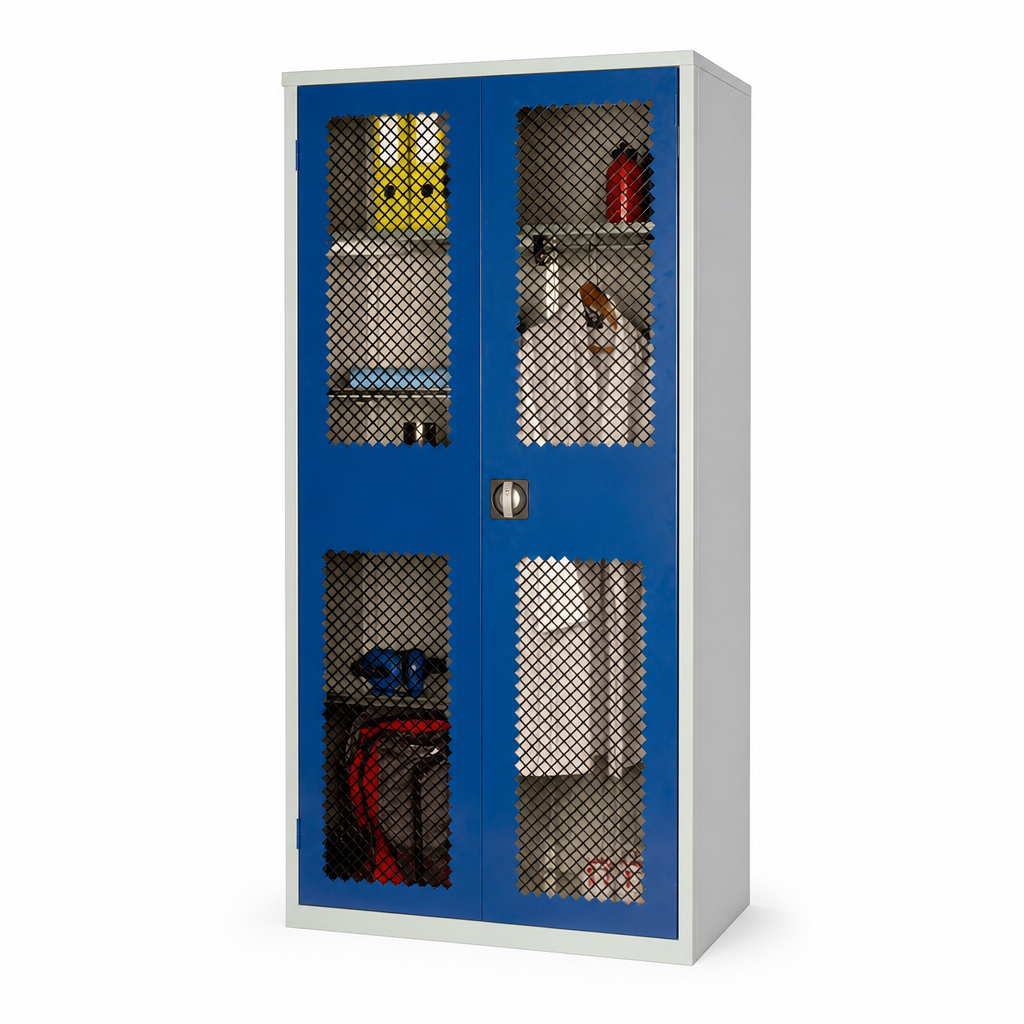 Mesh Door Steel Cabinet with Shelves and Hanging Rail