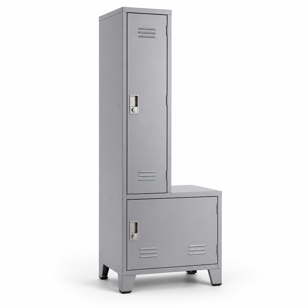 Metal L-Shaped Door Locker with 2 Compartments