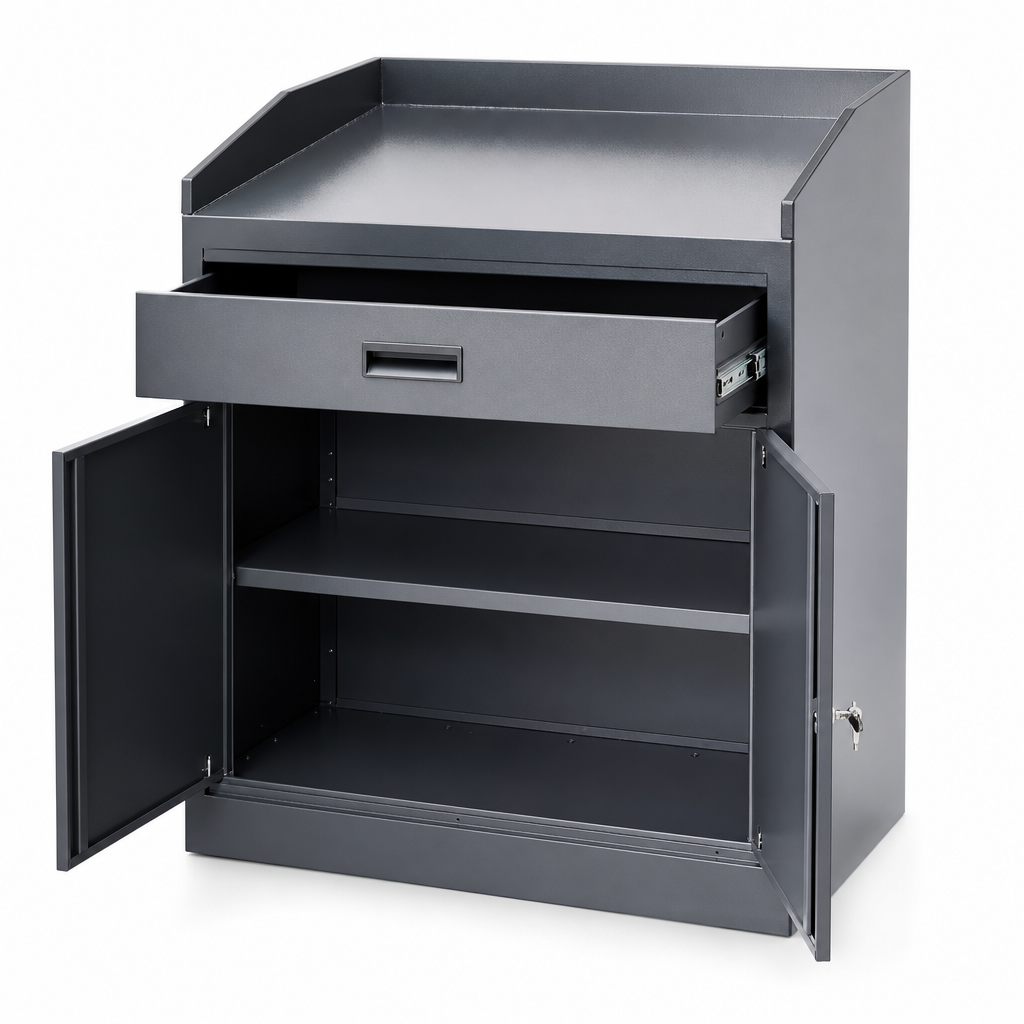 Metal Lectern Cabinet with Shelf and Drawer 1130 x 1050mm
