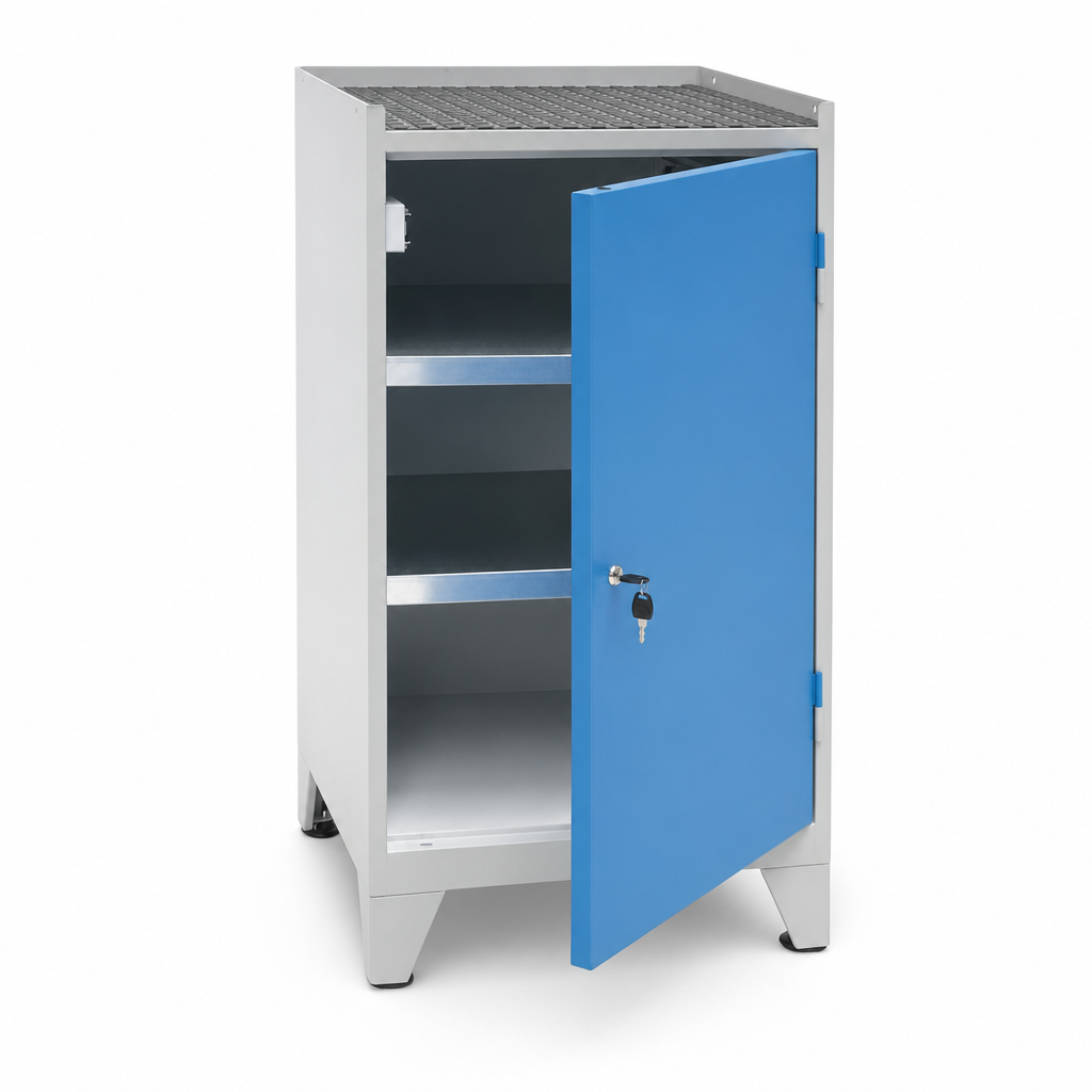 Metal Workshop Tool Storage Cabinet with Shelves and Feet