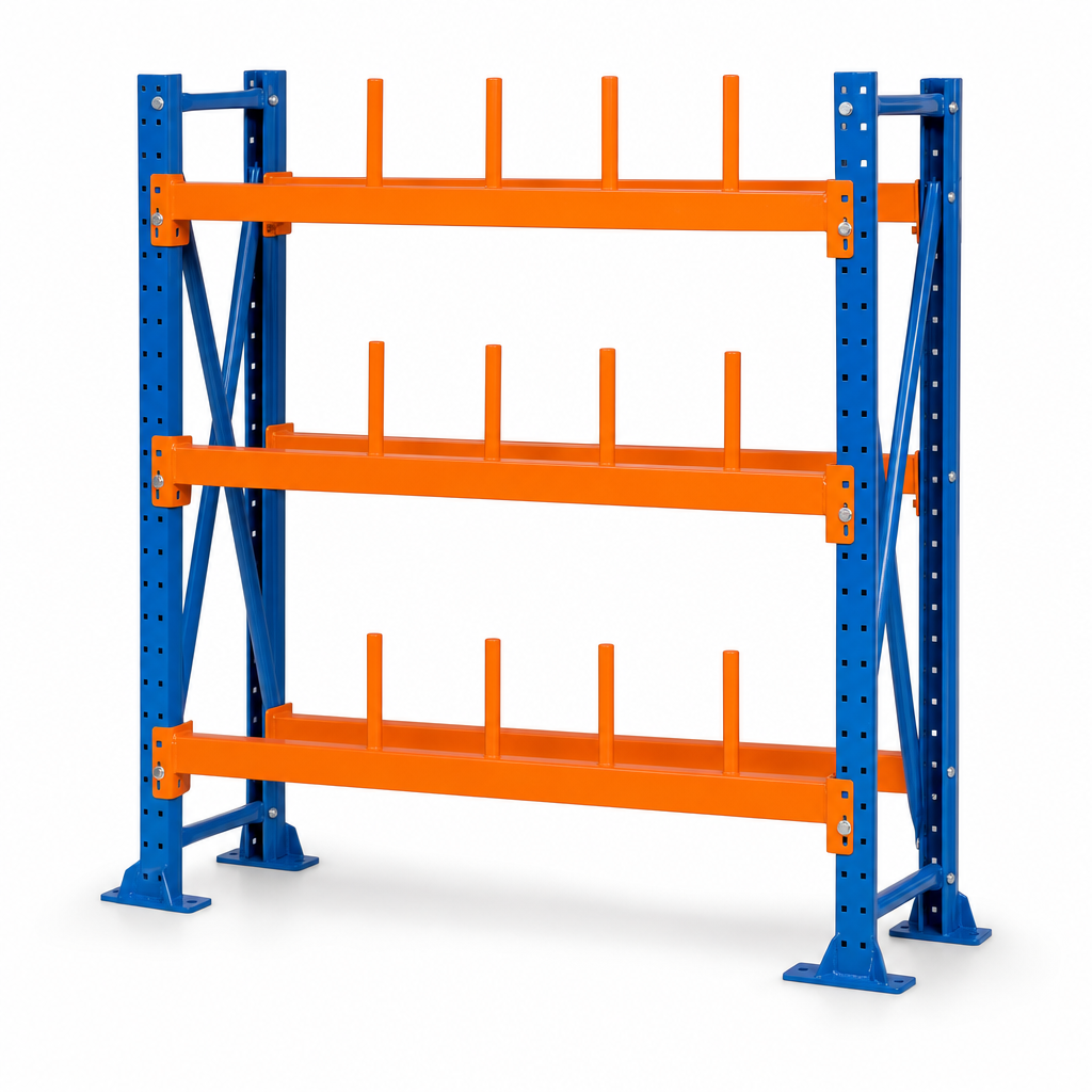 Mini Reel Rack 990h x 915w in Blue and Orange