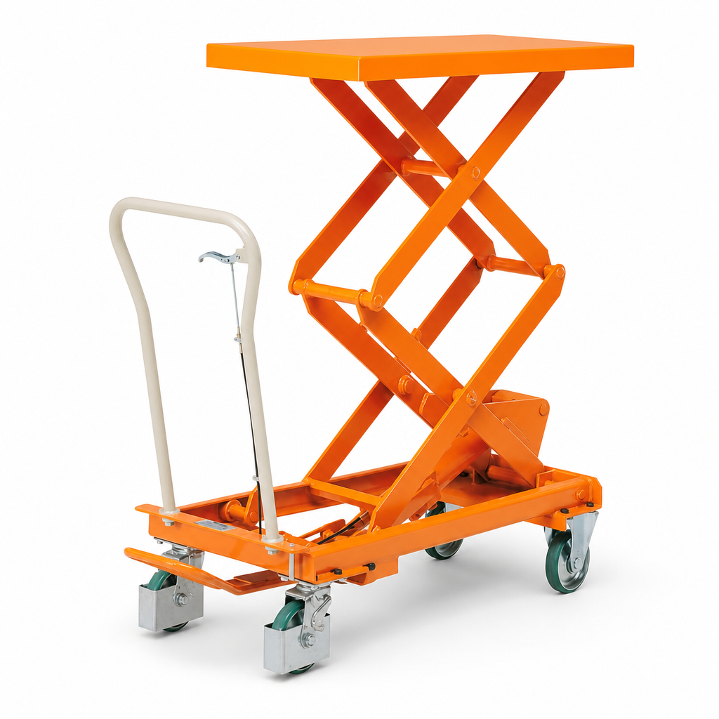 Mobile Double Scissor Lift Table 300kg Capacity
