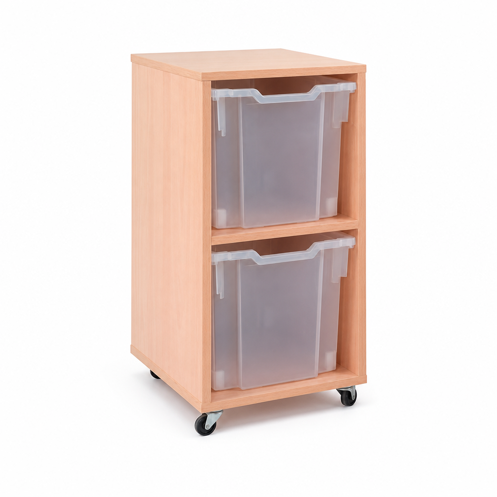 Mobile Melamine Storage Unit with 2 Jumbo Trays