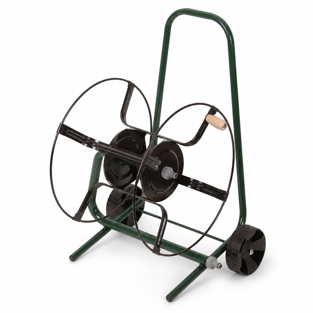 Mobile Metal Hose Reel with Wheeled Frame