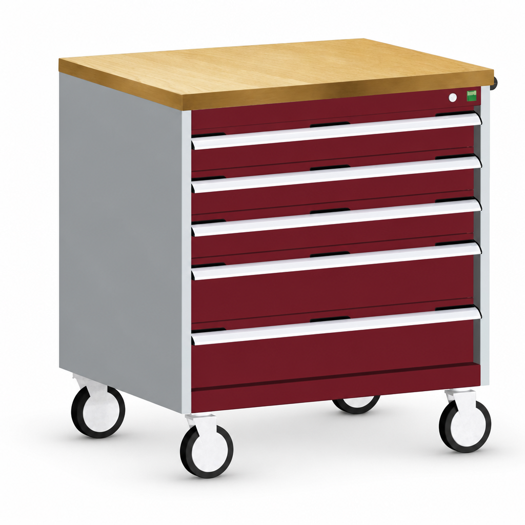 Mobile Multi Drawer Tool Storage Cabinet with Worktop 890x800x650mm