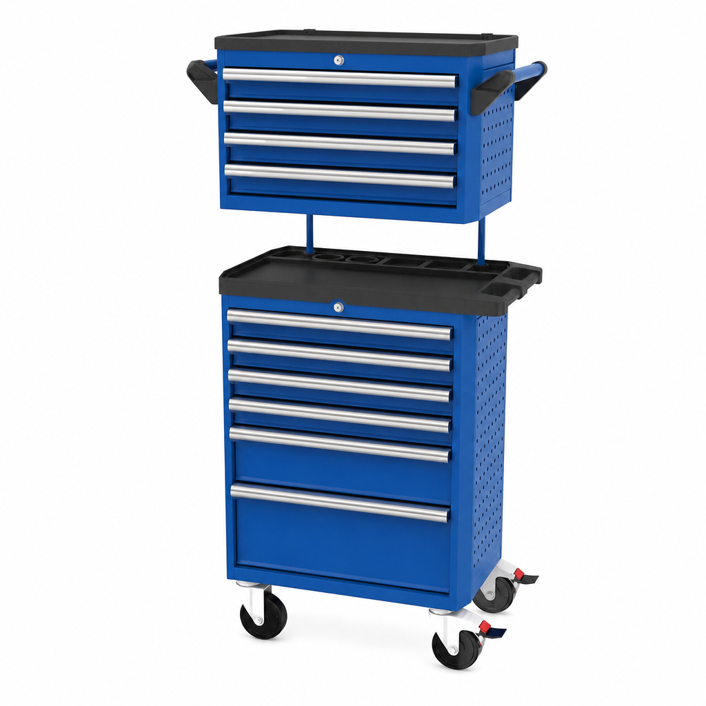 Mobile Tool Trolley With Top Box and Drawer Storage