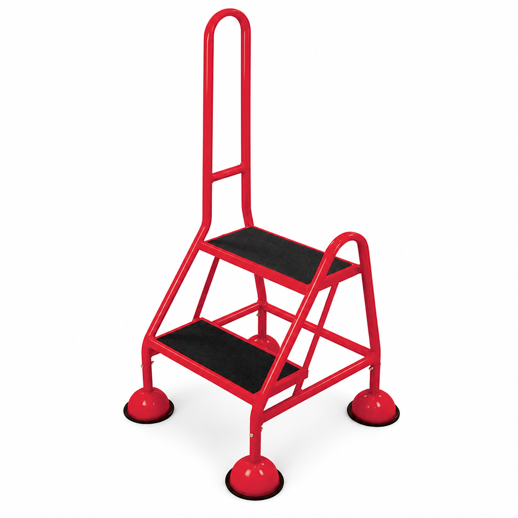 Mobile Warehouse Step Ladder with Platform and Handrails