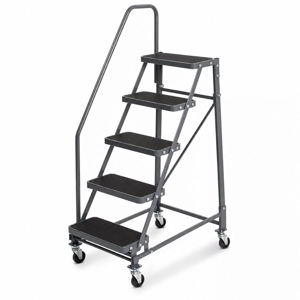 Mobile Warehouse Step Ladders with Handle and Rubber Treads