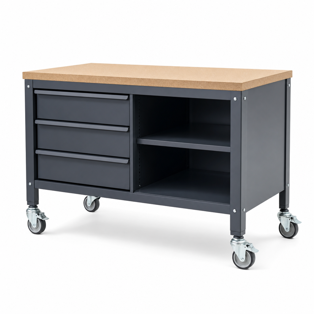 Mobile Workbench with Chipboard Top, 915mm High