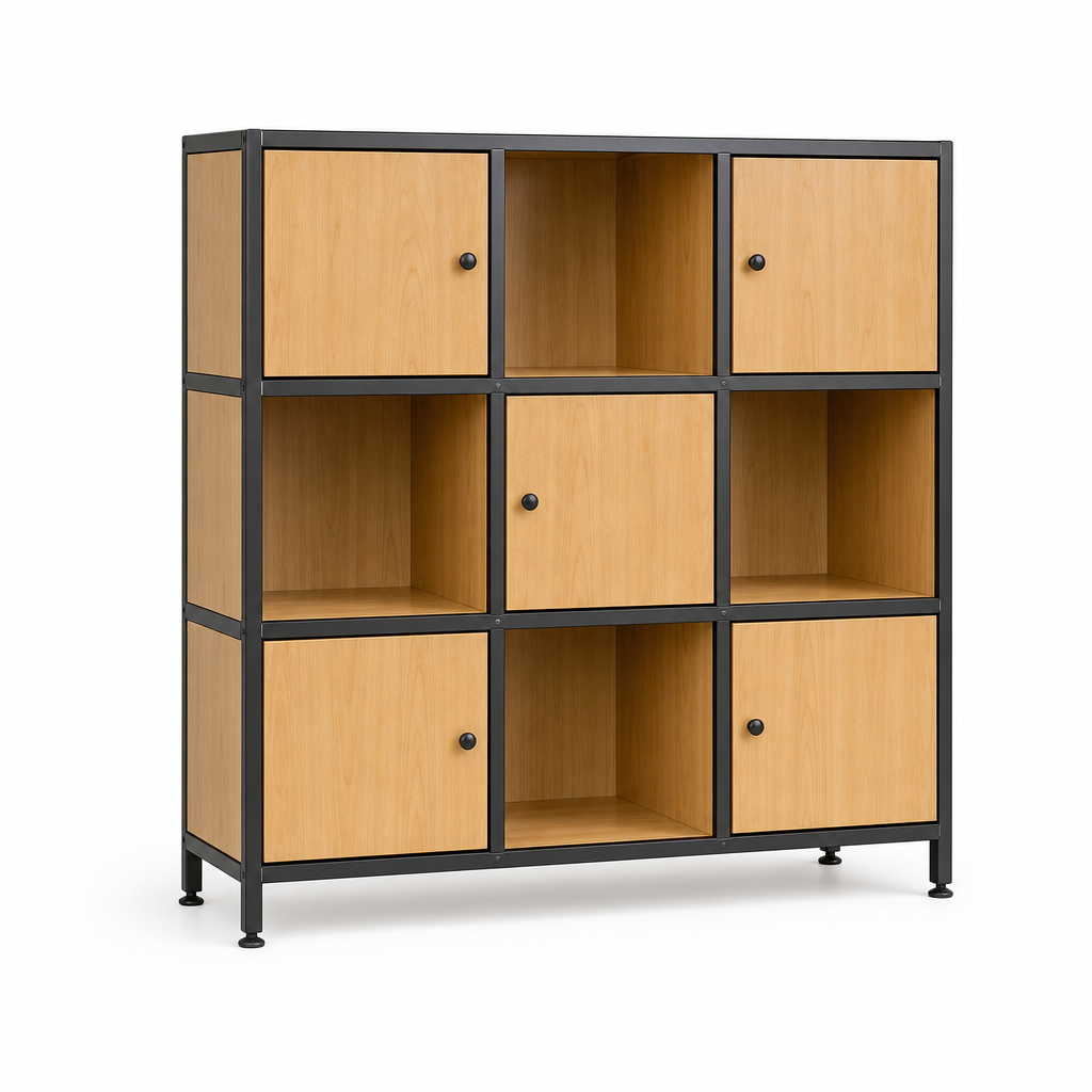 Modular Alder Finish Storage Cube Cabinet