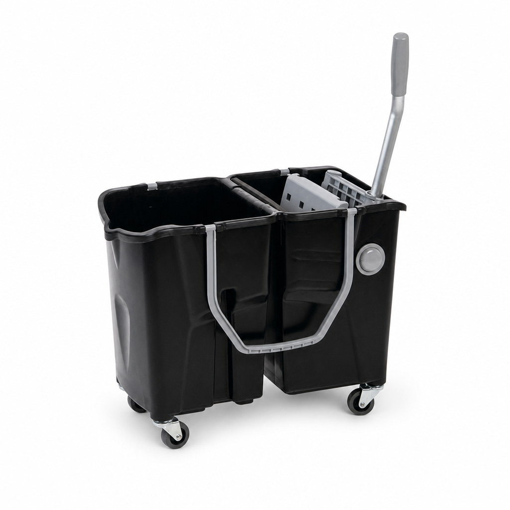 Mop Bucket Trolley with Flat Wringer and Twin 15L Buckets