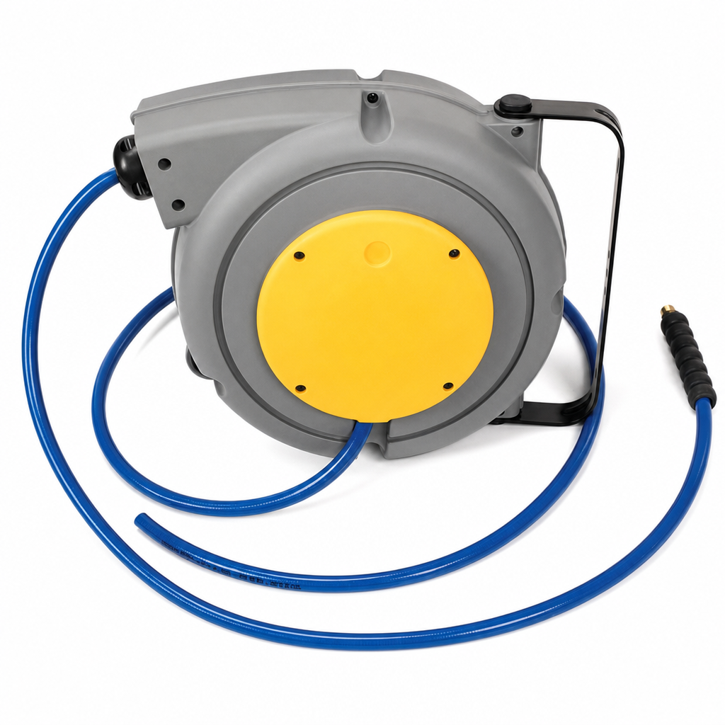 Mounted Retractable Air and Water Hose Reel with Tough Case