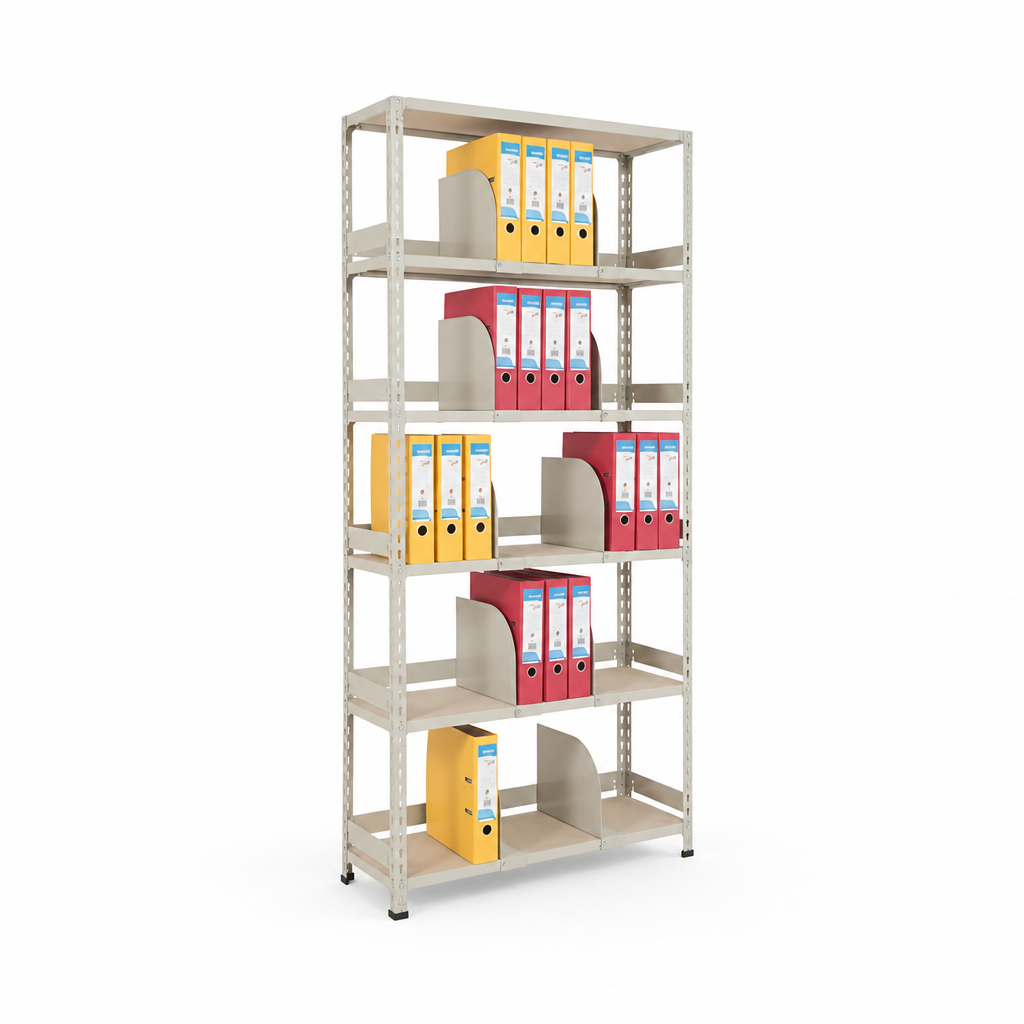 Office Shelving Bay with Dividers, Back and Side Stops