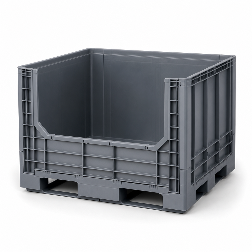 Open Front Heavy Duty Plastic Pallet Boxes with Skids
